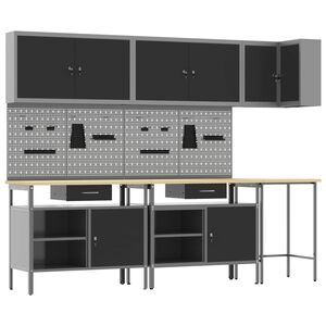 vidaXL Conjunto de Arm&aacute;rios de Trabalho Manual 10 unid. Preto e Cinza