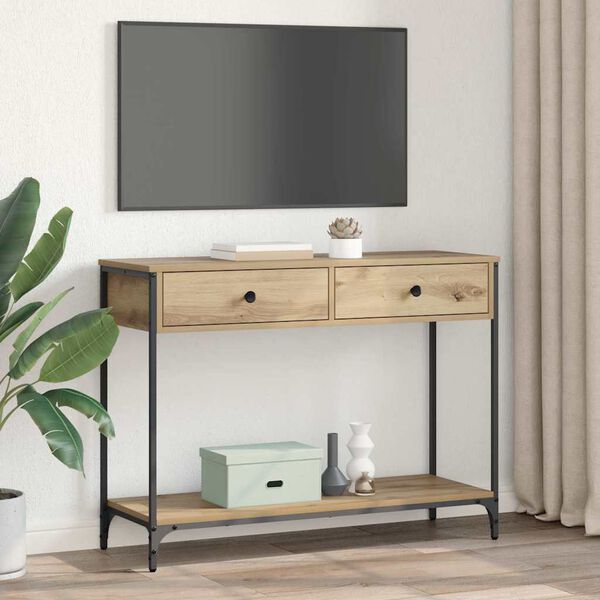 vidaXL Aparador com gaveta Carvalho Artesanal 100 x 34,5 x 75 cm