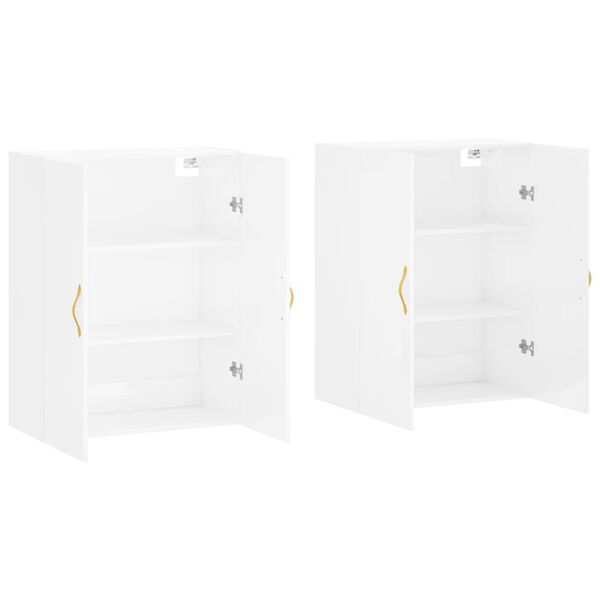 vidaXL Arm&aacute;rios de parede 2 pcs 69,5x34x90 cm branco brilhante