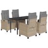 vidaXL 5pcs conj. jantar jardim c/ almofad&otilde;es vime PE bege misturado
