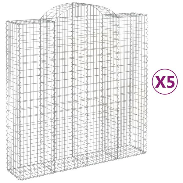vidaXL Cestos gabião arqueados 5pcs 200x50x200/220cm ferro galvanizado