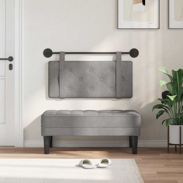 vidaXL Cabeceira Suspensa Cinzento-claro 90 x 55 x 5 cm Veludo