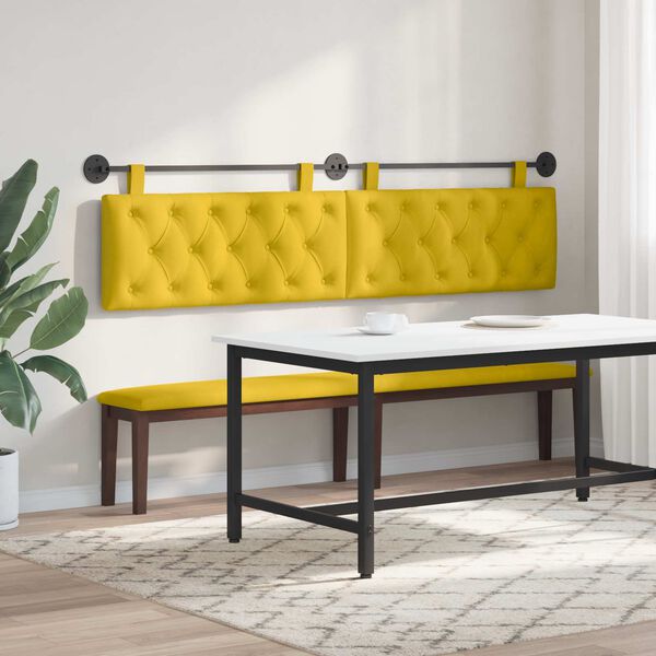 vidaXL Cabeceira Suspensa Amarelo 210 x 55 x 7 cm Veludo