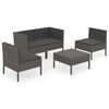 vidaXL 5 pcs conjunto lounge de jardim c/ almofad&otilde;es vime PE cinzento