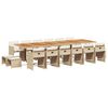 vidaXL 17 pcs conjunto de jantar p/ jardim c/ almofad&otilde;es vime PE bege