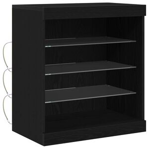 vidaXL Aparador LED Carvalho Preto 60,5 x 37 x 67 cm