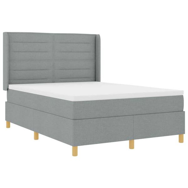 vidaXL Cama Box Spring com colch&atilde;o Cinzento-claro 140 x 190 cm tecido