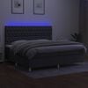 vidaXL Cama box spring c/ colch&atilde;o e LED 200x200 cm tecido cinza-escuro