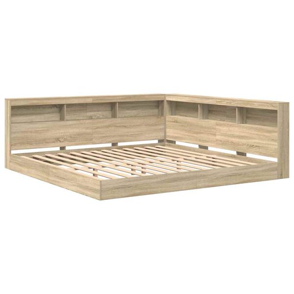 vidaXL Cama com Estante com cabeceira Carvalho sonoma 180 x 200 cm