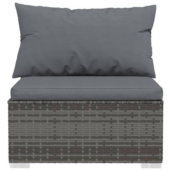 vidaXL 10 pcs conjunto lounge de jardim c/ almofad&otilde;es vime PE cinzento