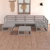 vidaXL 7 pcs conjunto lounge de jardim pinho s&oacute;lido cinzento