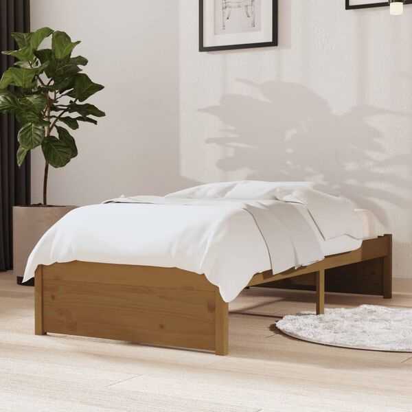 vidaXL Estrutura cama pequena solteiro 75x190 cm madeira castanho mel