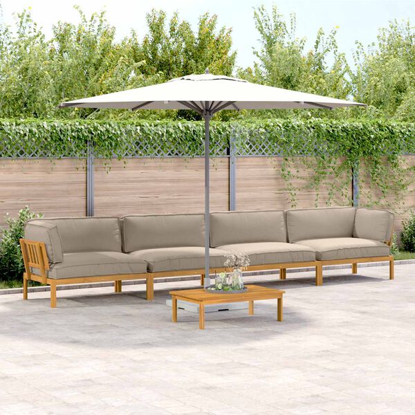 vidaXL Conjunto de Sof&aacute;s com almofada Liso 5 pcs Cinzento-acastanhado