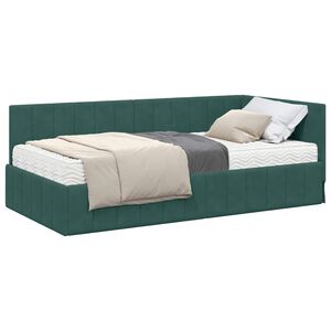 vidaXL Estrutura de Cama de Canto com Colch&atilde;o 2 pcs Verde Veludo