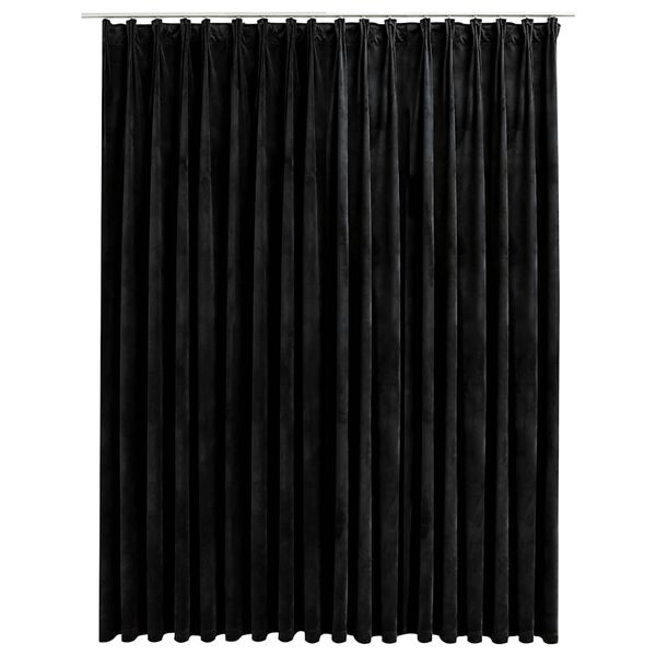 vidaXL Cortina blackout com ganchos 290x245 cm veludo preto
