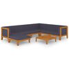 vidaXL 8 pcs conjunto lounge de jardim c/ almofad&otilde;es ac&aacute;cia maci&ccedil;a