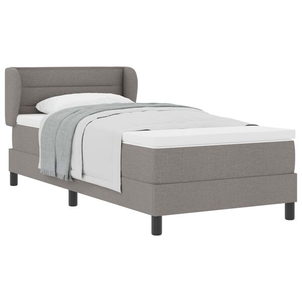 vidaXL Cama Box com colch&atilde;o Cinzento-acastanhado 90 x 190 cm tecido