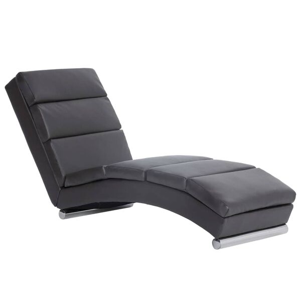 vidaXL Chaise longue couro artificial cinzento