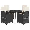 vidaXL 5 pcs conjunto de jantar p/ jardim c/ almofad&otilde;es vime PE preto