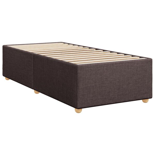 vidaXL Estrutura de cama sem colch&atilde;o 90x200 cm tecido castanho-escuro