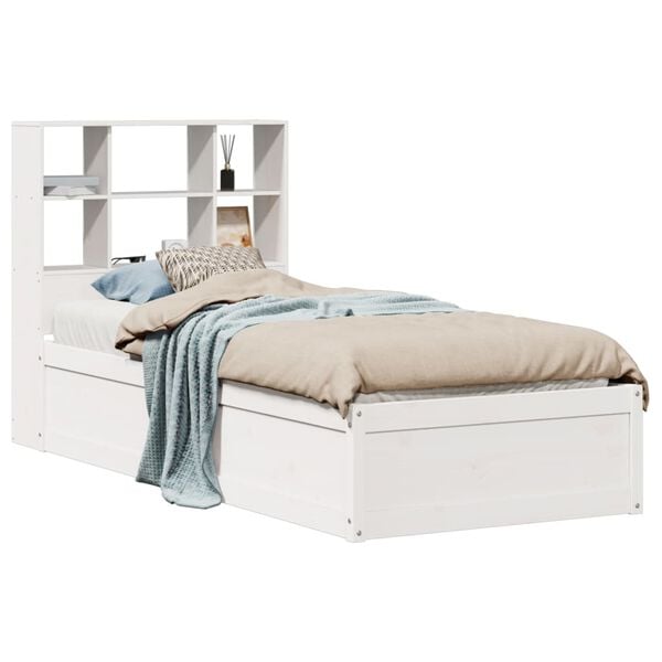 vidaXL Cama sem colch&atilde;o 90x200 cm madeira de pinho maci&ccedil;a branco