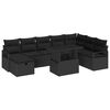 vidaXL Conjunto de Sof&aacute; de Jardim 9 pcs Preto Rattan Sint&eacute;tico