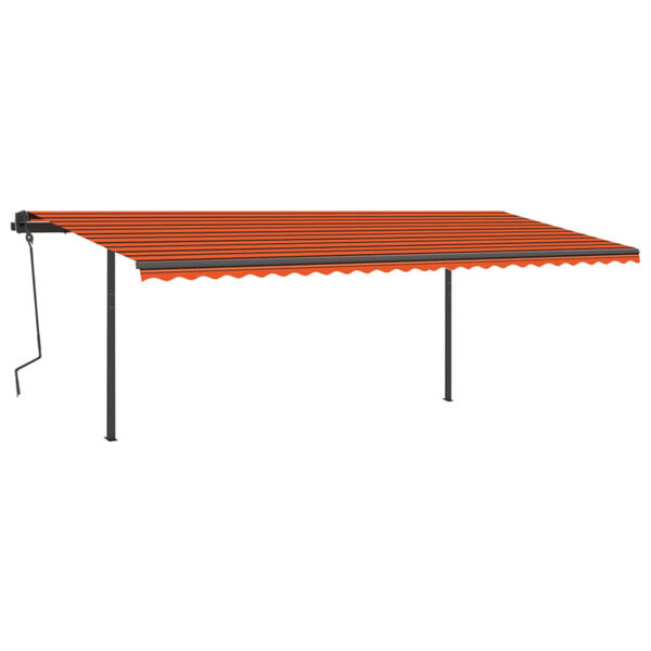 vidaXL Toldo retr&aacute;til manual com LED 6x3 m laranja e castanho