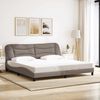vidaXL Estrutura de cama sem colch&atilde;o Hvar 200x200 cm tecido cinzento-acastanhado