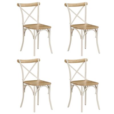 vidaXL Cadeiras costas em cruz 4 pcs madeira mangueira maciça branco