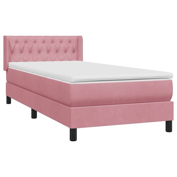 vidaXL Cama com molas/colch&atilde;o rosa 90x210 cm veludo