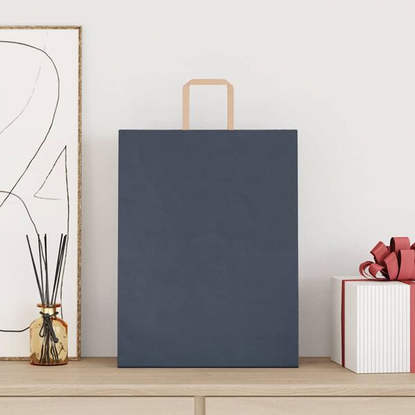 vidaXL Sacos de papel 50 unid com al&ccedil;as azul 32x12x42 cm