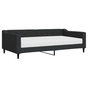 vidaXL Sof&aacute;-cama com colch&atilde;o 100x200 cm tecido preto