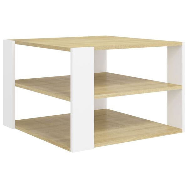 vidaXL Mesa de centro 60x60x40 cm contraplacado carvalho sonoma/branco