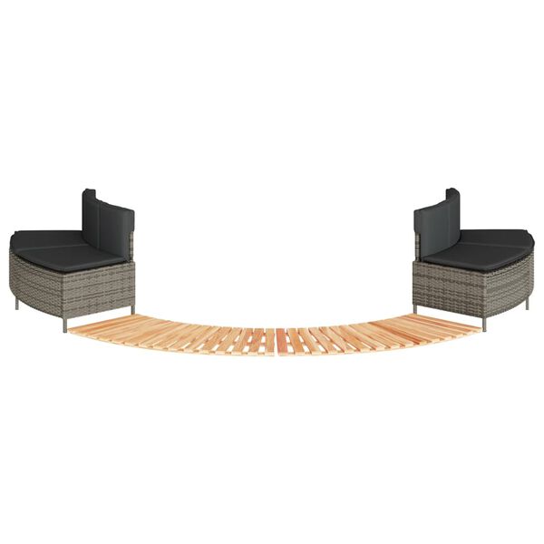 vidaXL Contorno de banheira vime PE e madeira de acácia maciça cinza