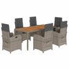 vidaXL 7 pcs conjunto de jantar p/ jardim c/ almofad&otilde;es vime PE cinza