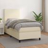 vidaXL Cama com molas/colch&atilde;o 90x190 cm couro artificial cor creme
