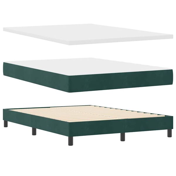 vidaXL Cama Box com colch&atilde;o Verde Escuro 190 x 140 cm Veludo