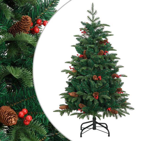 vidaXL Árvore de Natal artificial articulada c/ pinhas e bagas 150 cm