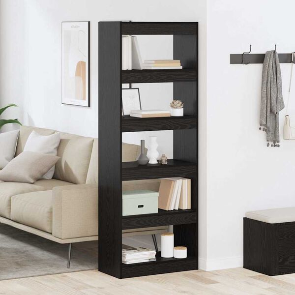 vidaXL Gabinete de Livros Carvalho preto 60 x 30 x 166 cm
