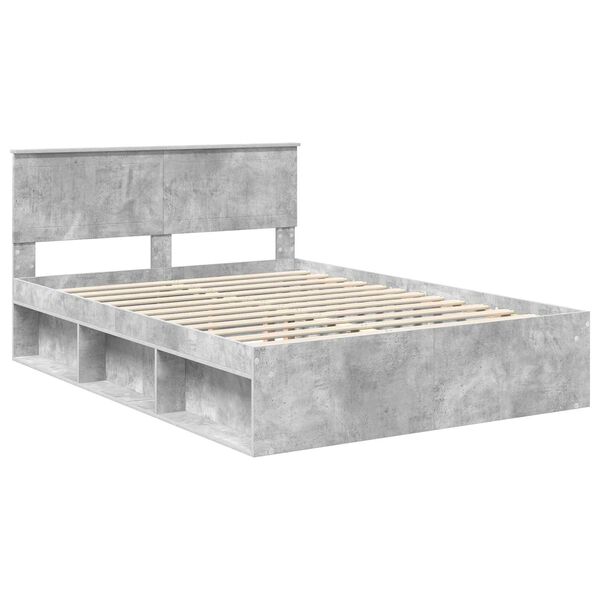 vidaXL Estrutura da Cama com cabeceira Concreto 140 x 190 cm