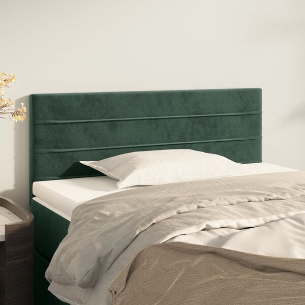 vidaXL Cabeceira de cama veludo 80x5x78/88 cm verde-escuro