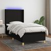 vidaXL Cama box spring c/ colch&atilde;o e LED 90x190 cm tecido preto