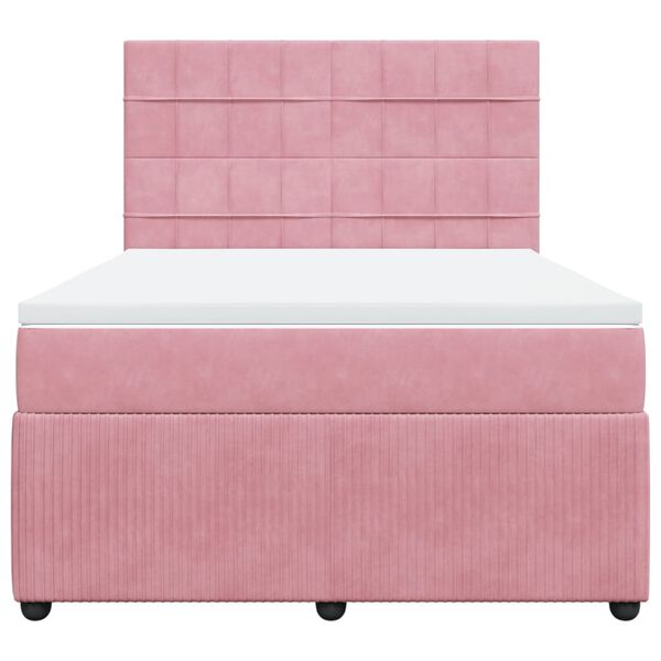 vidaXL Cama com molas/colch&atilde;o 160x200 cm veludo rosa