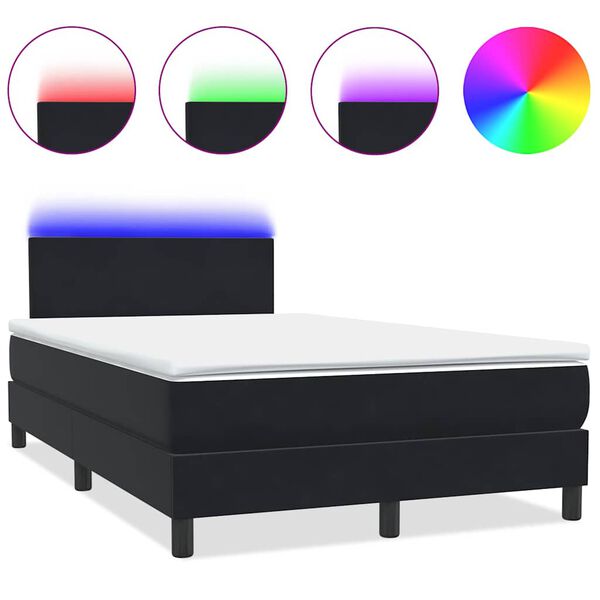 vidaXL Cama box spring c/ colch&atilde;o e LED 120x210 cm veludo preto