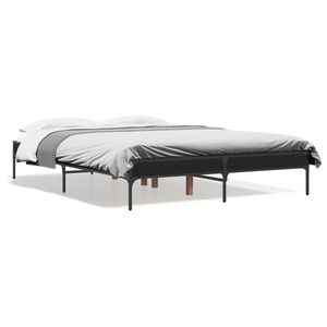 vidaXL Estrutura de cama 140x190 cm derivados de madeira/metal preto