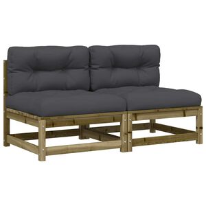 vidaXL Sof&aacute;s sem bra&ccedil;os p/ jardim 2 pcs c/ almofad&otilde;es pinho impregnado