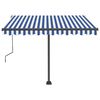 vidaXL Toldo retr&aacute;til manual com LED 300x250 cm azul e branco