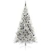 vidaXL &Aacute;rvore de Natal Artificial Pr&eacute;-iluminada Prateado 240 cm PET