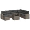 vidaXL 9 pcs conjunto sof&aacute;s p/ jardim com almofad&otilde;es vime PE cinzento