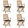 vidaXL Cadeiras de jardim dobr&aacute;veis c/ almofad&otilde;es 4 pcs ac&aacute;cia maci&ccedil;a